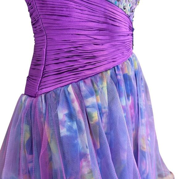Alyce Designs Strapless Blue Purple Sweetheart Sequin Prom Formal Dress sz 2 - Picture 3 of 16